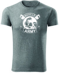 DRAGOWA tricou pentru bărbati de fitness muscle army original, gri 180g/m2