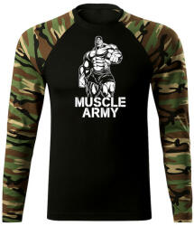 DRAGOWA Fit-T tricou cu mânecă lungă muscle army man, woodland 160g/m2