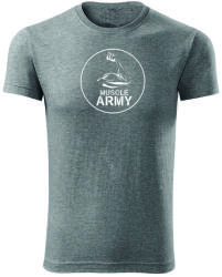 DRAGOWA tricou pentru bărbati de fitness muscle army biceps, gri 180g/m2
