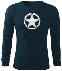 DRAGOWA Fit-T tricou cu mânecă lungă star, albastru închis160g/m2