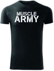 DRAGOWA tricou pentru bărbati de fitness muscle army, negru 180g/m2