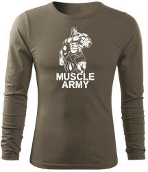 DRAGOWA Fit-T tricou cu mânecă lungă muscle army man, oliv 160g/m2