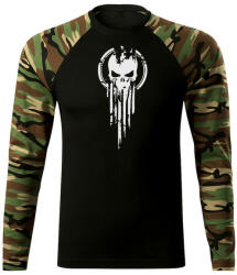 DRAGOWA Fit-T tricou cu mânecă lungă skull, woodland160g/m2