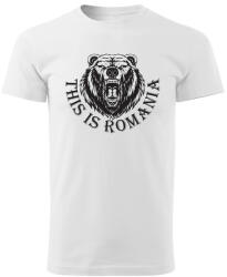 DRAGOWA tricou "urs românesc", alb 160g/m2