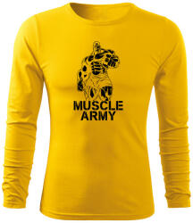 DRAGOWA Fit-T tricou cu mânecă lungă muscle army man, galben 160g/m2