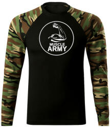 DRAGOWA Fit-T tricou cu mânecă lungă muscle army biceps, woodland 160g/m2