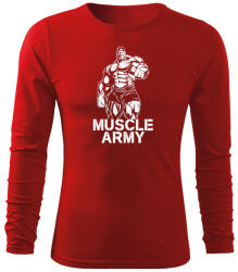 DRAGOWA Fit-T tricou cu mânecă lungă muscle army man, rosu 160g/m2