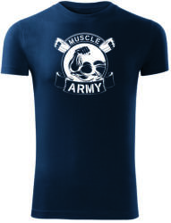 DRAGOWA tricou pentru bărbati de fitness muscle army original, albastru 180g/m2