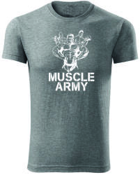DRAGOWA tricou pentru bărbati de fitness muscle army team, gri 180g/m2