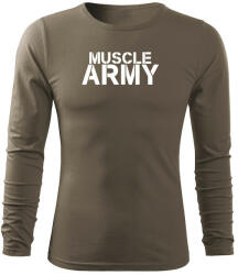 DRAGOWA Fit-T tricou cu mânecă lungă muscle army, oliv 160g/m2