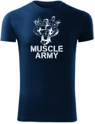DRAGOWA tricou pentru bărbati de fitness muscle army team, albastru 180g/m2