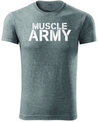 DRAGOWA tricou pentru bărbati de fitness muscle army, gri 180g/m2