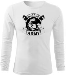 DRAGOWA Fit-T tricou cu mânecă lungă muscle army original, alb 160g/m2