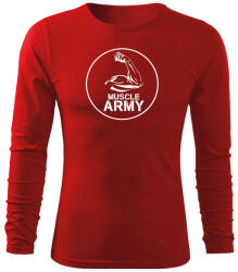 DRAGOWA Fit-T tricou cu mânecă lungă muscle army biceps, rosu 160g/m2