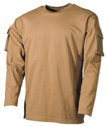 MFH US coyote tricou cu mânecă lungă cu buzunare şi bandă velcro pe mâneci, 170g/m2