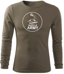 DRAGOWA Fit-T tricou cu mânecă lungă muscle army biceps, oliv 160g/m2