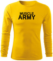 DRAGOWA Fit-T tricou cu mânecă lungă muscle army, galben 160g/m2