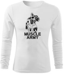 DRAGOWA Fit-T tricou cu mânecă lungă muscle army man, alb 160g/m2