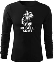DRAGOWA Fit-T tricou cu mânecă lungă muscle army man, negru 160g/m2