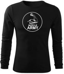 DRAGOWA Fit-T tricou cu mânecă lungă muscle army biceps, negru 160g/m2