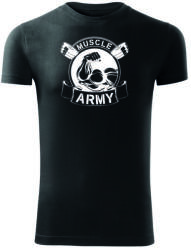 DRAGOWA tricou pentru bărbati de fitness muscle army original, negru 180g/m2