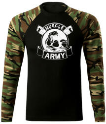 DRAGOWA Fit-T tricou cu mânecă lungă muscle army original, woodland 160g/m2