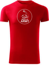 DRAGOWA tricou pentru bărbati de fitness muscle army biceps, rosu 180g/m2