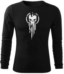 DRAGOWA Fit-T tricou cu mânecă lungă skull, negru 160g/m2
