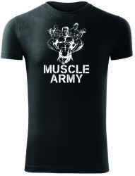 DRAGOWA tricou pentru bărbati de fitness muscle army team, negru 180g/m2