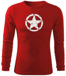 DRAGOWA Fit-T tricou cu mânecă lungă star, rosu 160g/m2