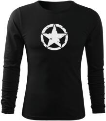 DRAGOWA Fit-T tricou cu mânecă lungă star, negru 160g/m2