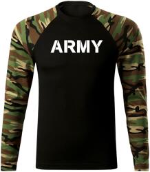 DRAGOWA Fit-T tricou cu mânecă lungă army, woodland 160g/m2