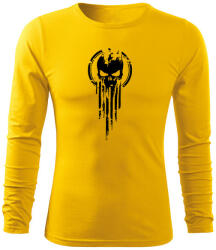 DRAGOWA Fit-T tricou cu mânecă lungă skull, galben 160g/m2
