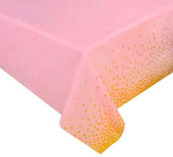 Műanyag asztalterítő - Rózsaszín alapon arany pöttyökkel