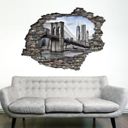 Walplus Sticker View Through The 3D Wall , Brooklyn Bridge