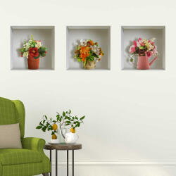 4 Decor Sticker cu efect 3D - Vaze Vesele