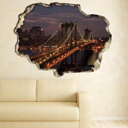 Walplus Sticker View Through The 3D Wall , New York Bridge