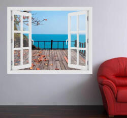 4 Decor Fereastra cu efect 3D - Terasa spre Ocean - 119x93 cm