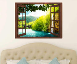 4 Decor Sticker Fereastra cu efect vizual 3D - 119x90 cm - tocaria maro
