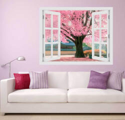 4 Decor Fereastra cu efect 3D - Pink tree - 119x93 cm