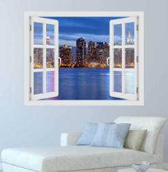 4 Decor Fereastra cu efect 3D - Manhattan Skyline - 119x93 cm
