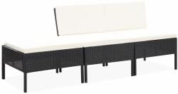 vidaXL Set mobilier cu perne, 3 piese, negru, poliratan 48956