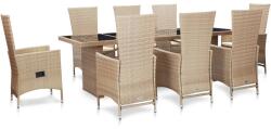 vidaXL Set mobilier cu perne, 9 piese, bej, poliratan 46048