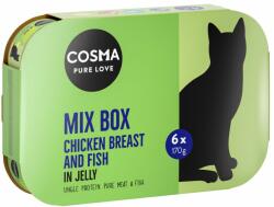 Cosma Vegyes próbacsomag: 6x170g Cosma Original aszpikban nedves macskatáp 4 változattal