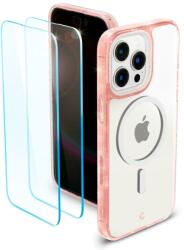 Spigen iPhone 14 Pro Spigen Cyrill Shine MagSafe-kompatibilis Glitter Rose tok és 2db üvegfólia (ACS05021)