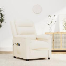 vidaXL Fotoliu de masaj electric, crem, piele ecologică (3098995)