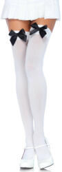 Leg Avenue Nylon Thigh Highs with Bow 6255 White-Black S/M/L