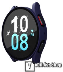 Okosóra műanyag védő tok / keret - ÉJKÉK - 9H edzett üveg előlap védő is! - SAMSUNG Galaxy Watch4 44mm (SM-R870) / Watch5 44mm (SM-R915F)
