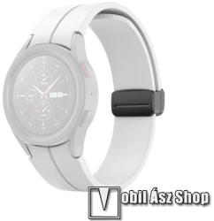  Okosóra D-gyűrűs sportszíj - FEHÉR - szilikon, speciális csatos - 20mm széles - SAMSUNG Galaxy Watch5 44mm (SM-R915F) / Watch5 40mm (SM-R905F) / Galaxy Watch5 Pro (SM-R925F)