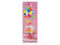  Ajándéktasak italos Szülinapodra tortás rózsaszín 12, 5x10x34, 5cm 620446